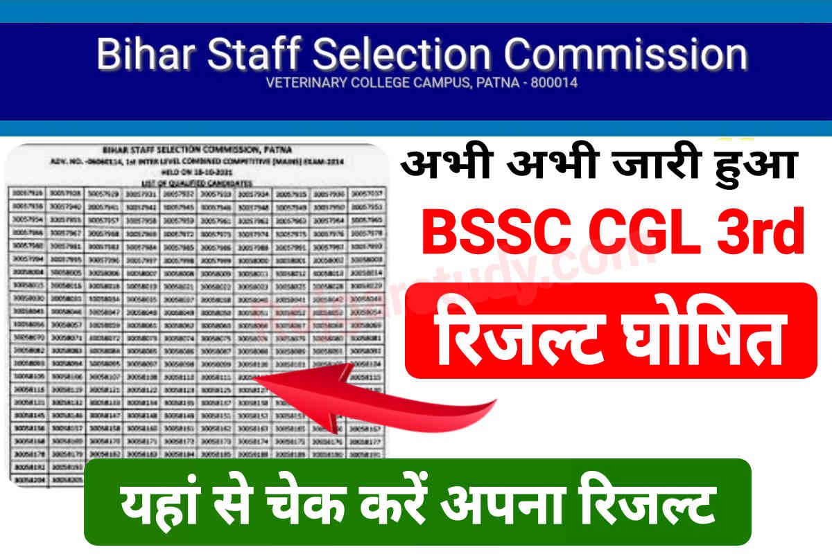 BSSC CGL Result 2023 Announce: Bihar Combined Graduate Level EXAM Cut ...